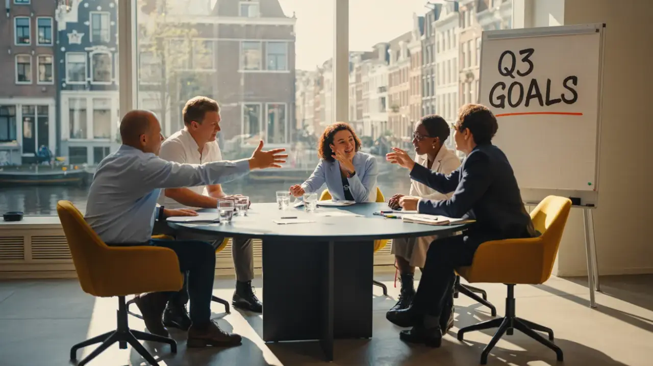 Photo de professionnels en réunion dans un bureau moderne amsterdamois